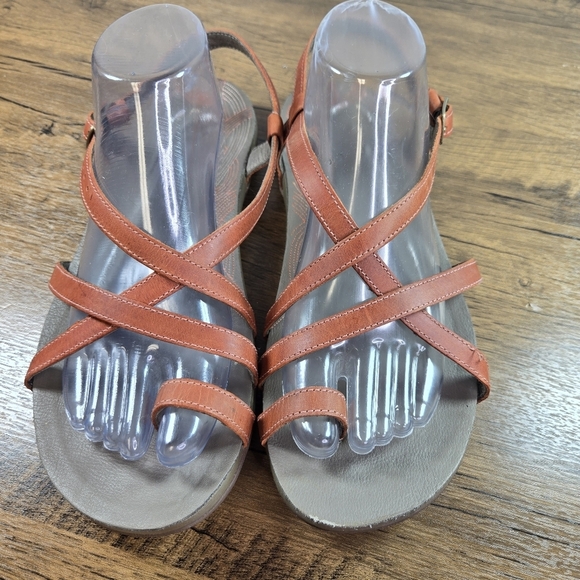 Chaco Dorra Burnt Orange Leather Strappy Sandals - Picture 7 of 9